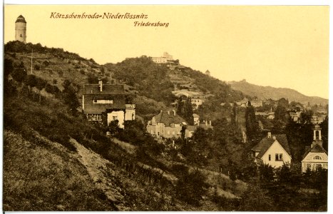 21002-Radebeul-1918-Kötzschenbroda mit Friedensburg und Wasserturm-Brück & Sohn Kunstverlag