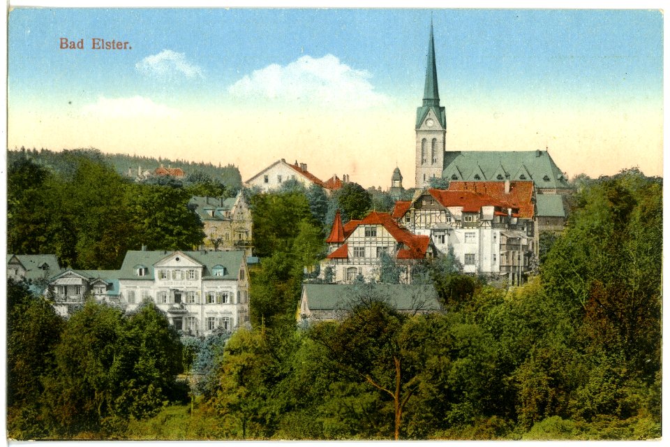 20635-Bad Elster-1917-Blick auf Bad Elster mit Kirche-Brück & Sohn Kunstverlag