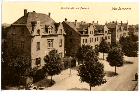 20800-Neusörnewitz-1918-Fabrikstraße mit Postamt-Brück & Sohn Kunstverlag
