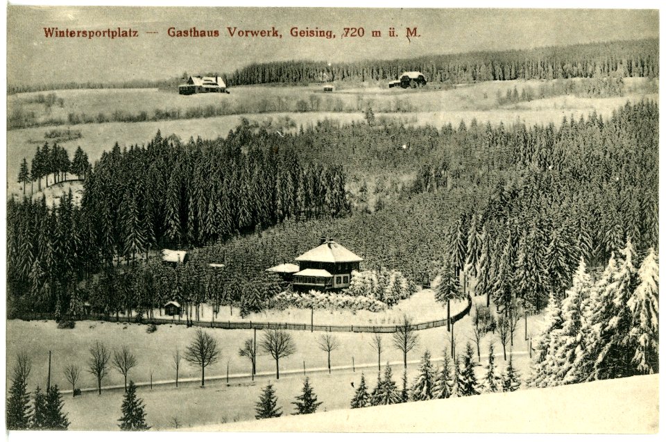 21056-Geising-1918-Gasthaus "Vorwerk" im Winter-Brück & Sohn Kunstverlag