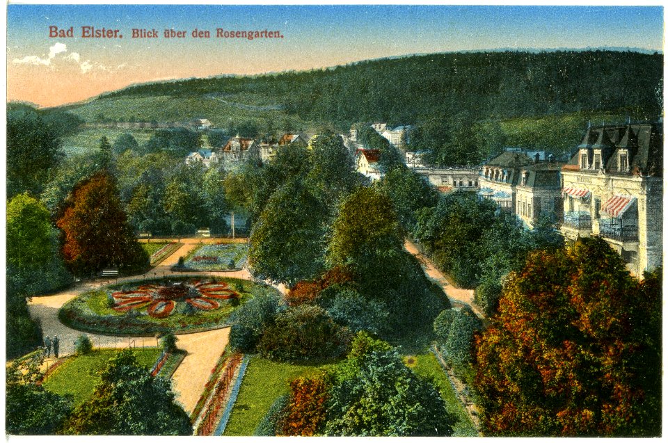 20631-Bad Elster-1917-Blick über den Rosengarten-Brück & Sohn Kunstverlag