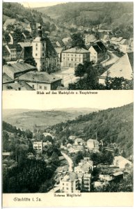 20568-Glashütte-1917-Marktplatz und Hauptstraße, Müglitztal-Brück & Sohn Kunstverlag