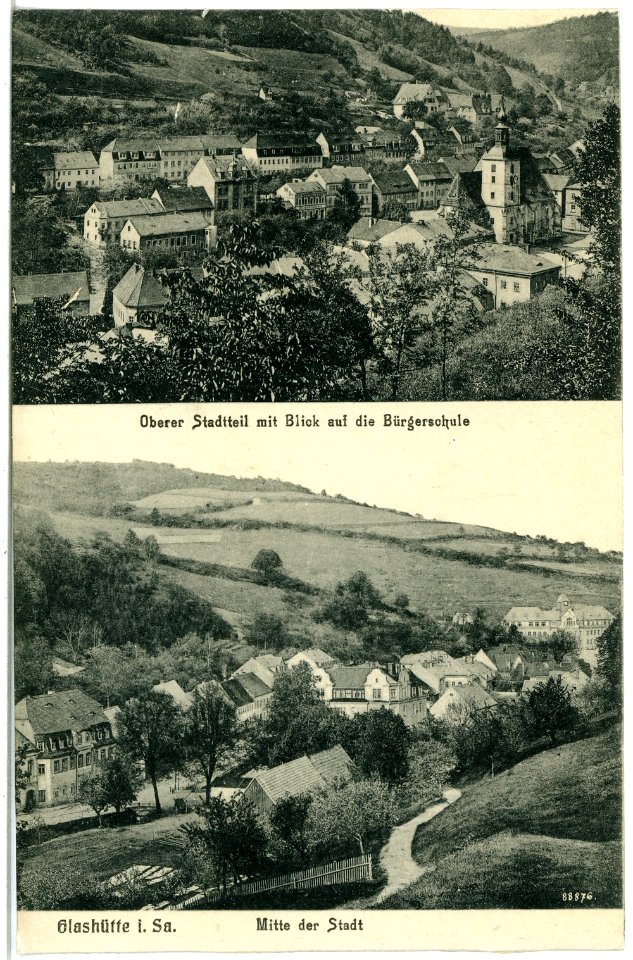 20569-Glashütte-1917-Oberer Stadtteil, Stadtmitte, Bürgerschule-Brück & Sohn Kunstverlag