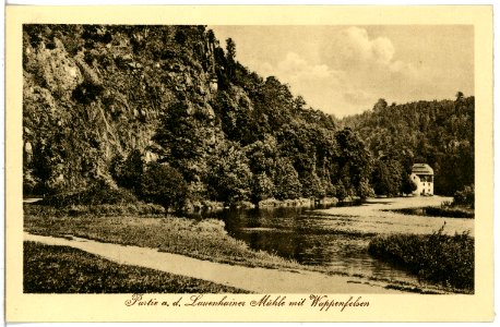 21894-Lauenhain-1921-Lauenhainer Mühle Wappenfelsen-Brück & Sohn Kunstverlag