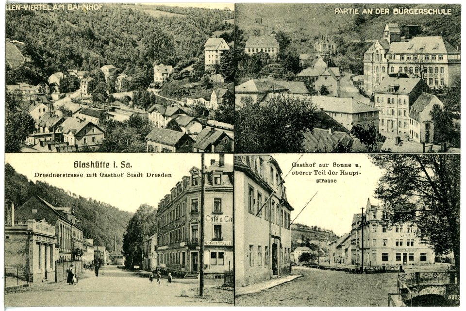 20570-Glashütte-1917-verschiedene Stadtansichten-Brück & Sohn Kunstverlag