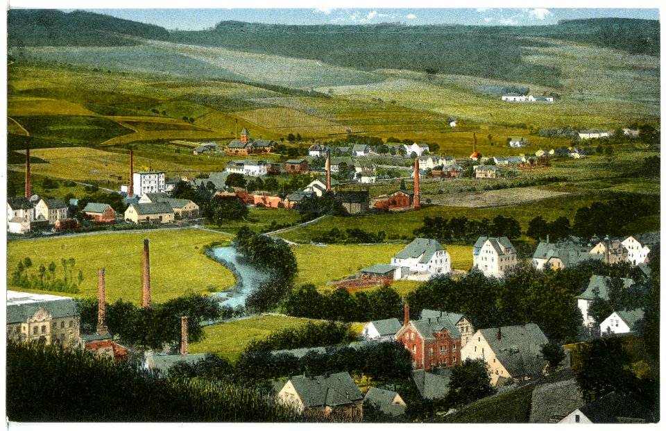 21156-Olbernhau-1919-Blick auf Oberneuschönberg und Kupferhammer-Grüntal-Brück & Sohn Kunstverlag