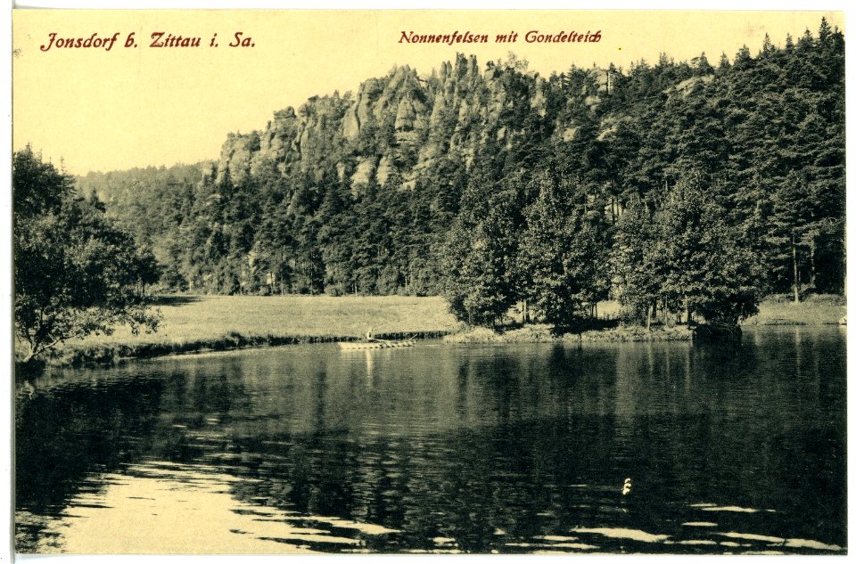 21324-Jonsdorf-1919-Nonnenfelsen mit Gondelteich-Brück & Sohn Kunstverlag