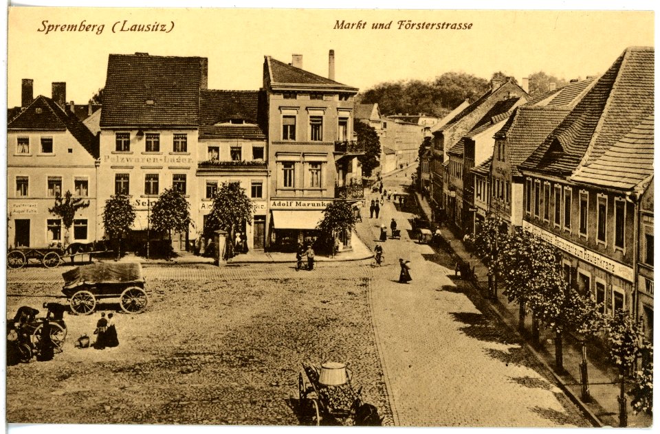20950-Spremberg-1918-Markt mit Försterstraße-Brück & Sohn Kunstverlag