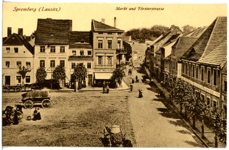 20950-Spremberg-1918-Markt mit Försterstraße-Brück & Sohn Kunstverlag
