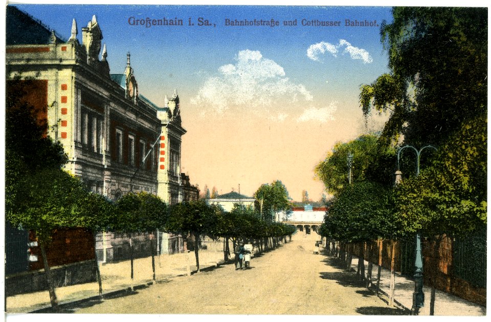 20893-Großenhain-1918-Bahnhofstraße und Cottbuser Bahnhof-Brück & Sohn Kunstverlag