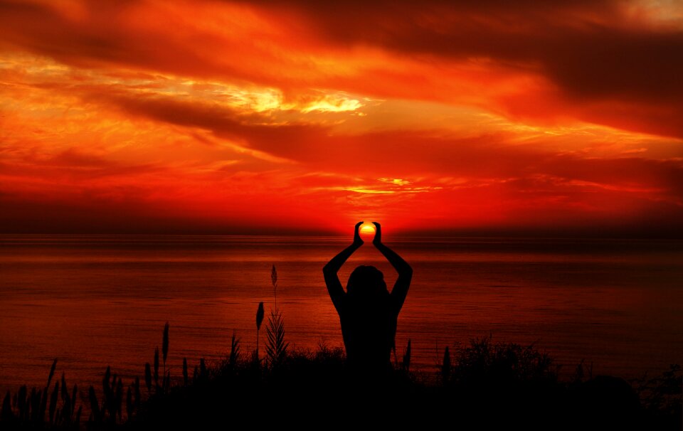 Relaxation meditation silhouette