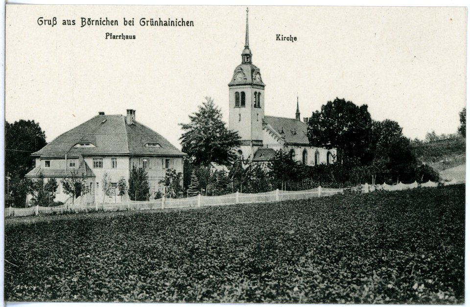 20606-Börnichen-1917-Kirche und Pfarrhaus-Brück & Sohn Kunstverlag