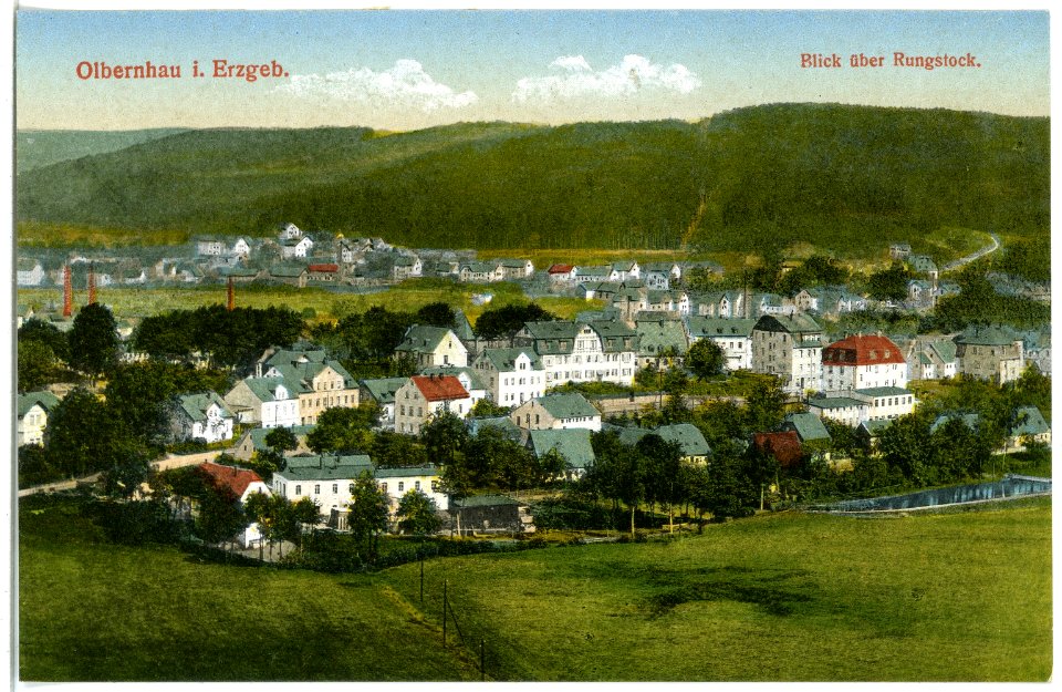 21154-Olbernhau-1919-Blick auf Olbernhau und über Rungstock-Brück & Sohn Kunstverlag