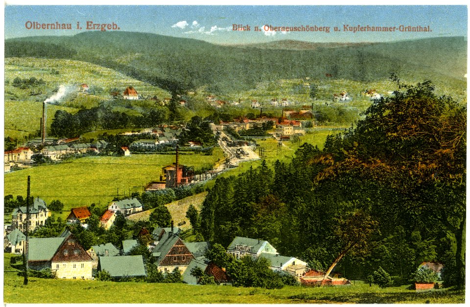 21158-Olbernhau-1919-Blick auf Olbernhau-Brück & Sohn Kunstverlag