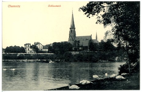 16967-Chemnitz-1913-Schloßteich mit Schloßkirche-Brück & Sohn Kunstverlag