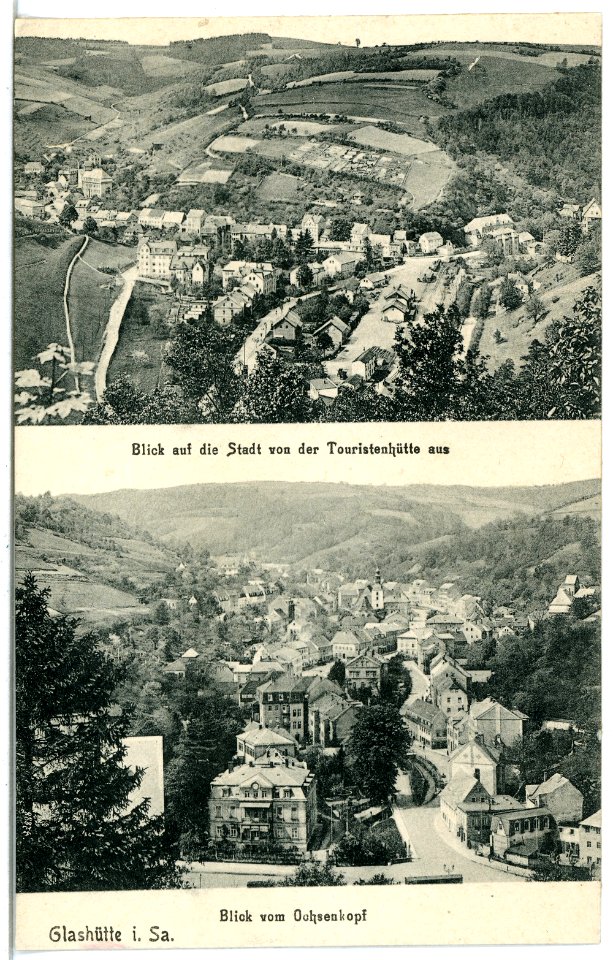 20566-Glashütte-1917-Blick vom Ochsenkopf - Touristenhütte-Brück & Sohn Kunstverlag