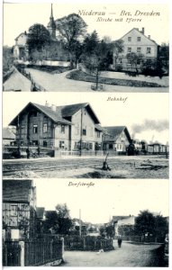 20849-Niederau-1918-Kirche, Bahnhof, Dorfstraße-Brück & Sohn Kunstverlag