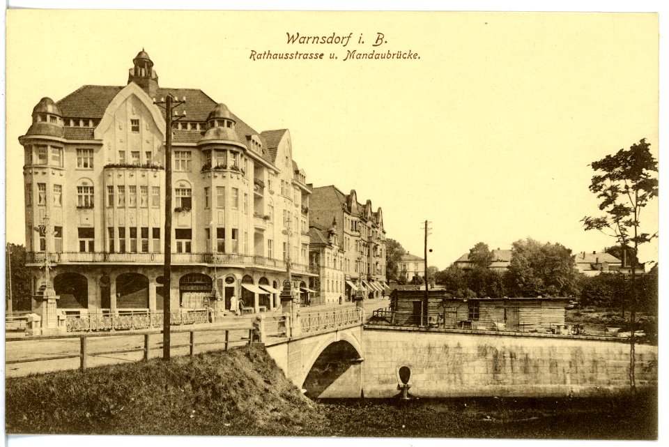 16884-Warnsdorf-1913-Rathausstraße und Mandaubrücke-Brück & Sohn Kunstverlag