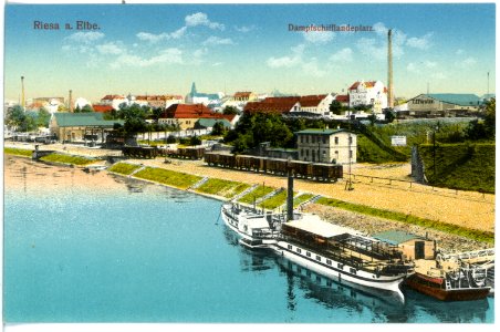 16852-Riesa-1913-Dampfschifflandeplatz mit Dampfer Kronprinz-Brück & Sohn Kunstverlag