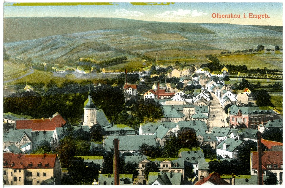 21160-Olbernhau-1919-Blick auf Olbernhau-Brück & Sohn Kunstverlag