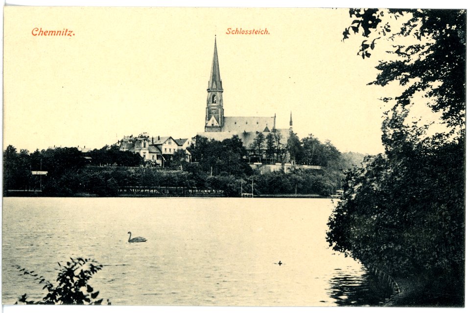16719-Chemnitz-1913-Schloßteich und Schloßkirche-Brück & Sohn Kunstverlag