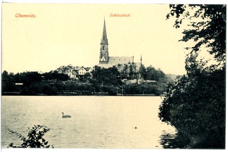 16719-Chemnitz-1913-Schloßteich und Schloßkirche-Brück & Sohn Kunstverlag
