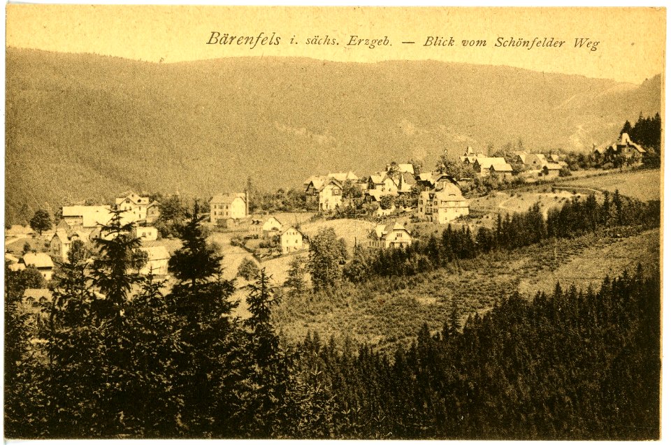 17490-Bärenfels-1914-Blick auf Bärenfels vom Schönefelder Weg-Brück & Sohn Kunstverlag