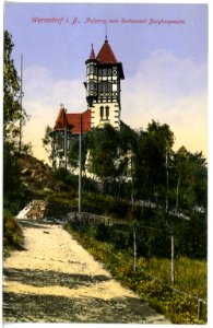 16889-Warnsdorf-1913-Aufgang zum Restaurant Burgbergwarte-Brück & Sohn Kunstverlag