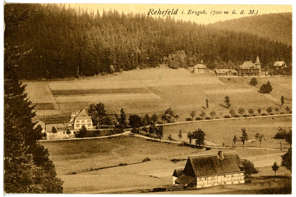 21273-Rehefeld-1919-Blick auf Rehefeld mit Jagdschloß-Brück & Sohn Kunstverlag