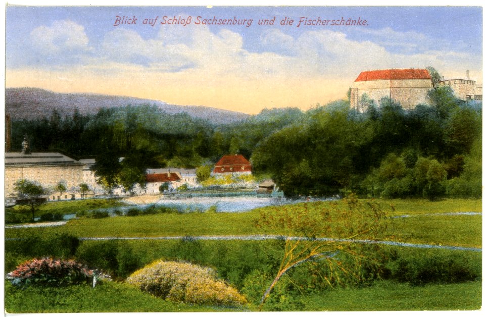 17325-Sachsenburg-1914-Schloß Sachsenburg und die Fischerschänke-Brück & Sohn Kunstverlag