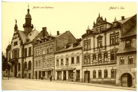 16931-Adorf-1913-Markt und Rathaus-Brück & Sohn Kunstverlag