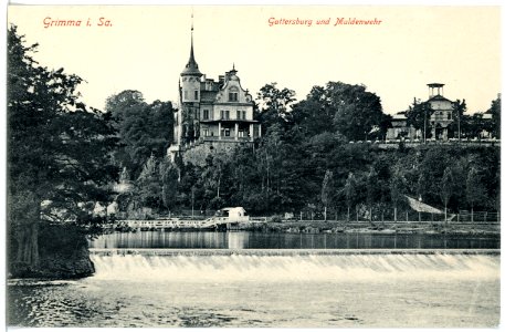 16998-Grimma-1913-Gattersburg und Muldenwehr-Brück & Sohn Kunstverlag