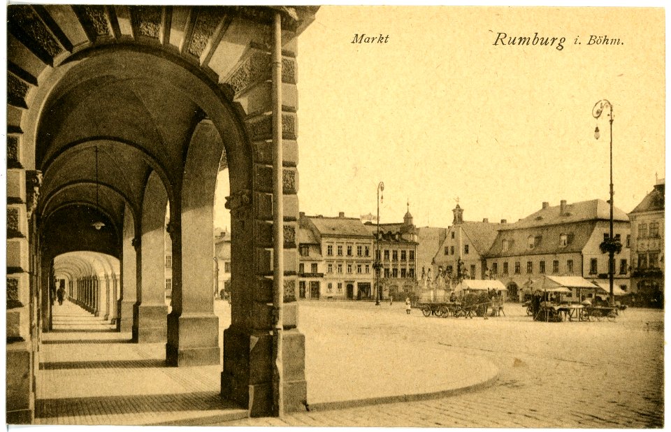 17170-Rumburg-1913-Markt mit Laubengang-Brück & Sohn Kunstverlag