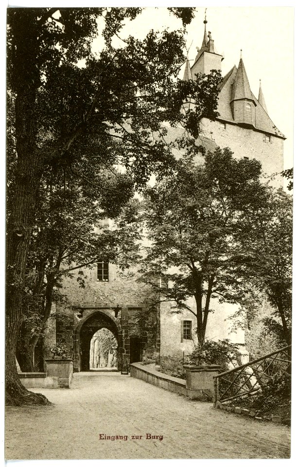 16595-Kriebstein-1913-Eingang zur Burg Kriebstein-Brück & Sohn Kunstverlag