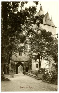 16595-Kriebstein-1913-Eingang zur Burg Kriebstein-Brück & Sohn Kunstverlag