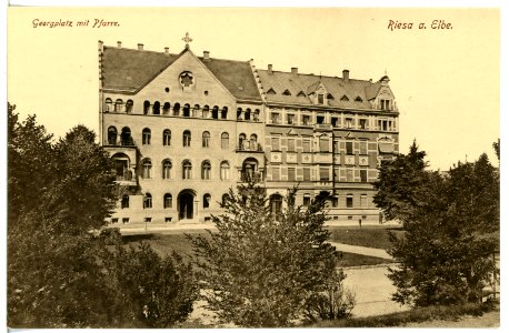 17048-Riesa-1913-Georgplatz und Pfarre-Brück & Sohn Kunstverlag