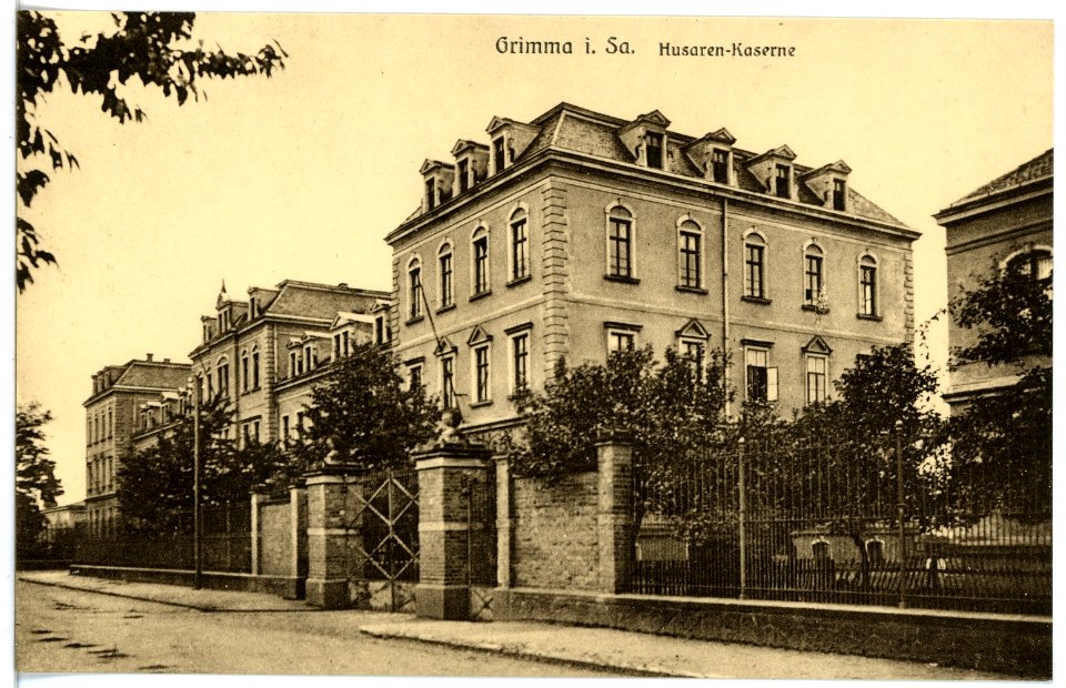 17092-Grimma-1913-Kaserne des 2. Königlich Sächsischen Husaren-Regiments Nr. 19-Brück & Sohn Kunstverlag