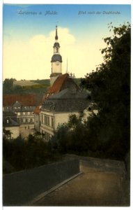 16489-Lunzenau-1913-Blick nach der Stadtkirche-Brück & Sohn Kunstverlag