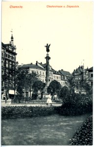 16711-Chemnitz-1913-Theaterstraße und Siegessäule-Brück & Sohn Kunstverlag