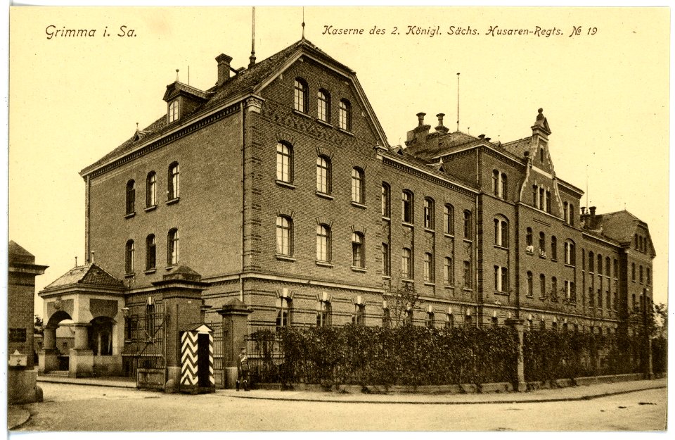 17270-Grimma-1914-Kaserne des 2. Königlich Sächsischen Husaren-Regiments Nr. 19-Brück & Sohn Kunstverlag