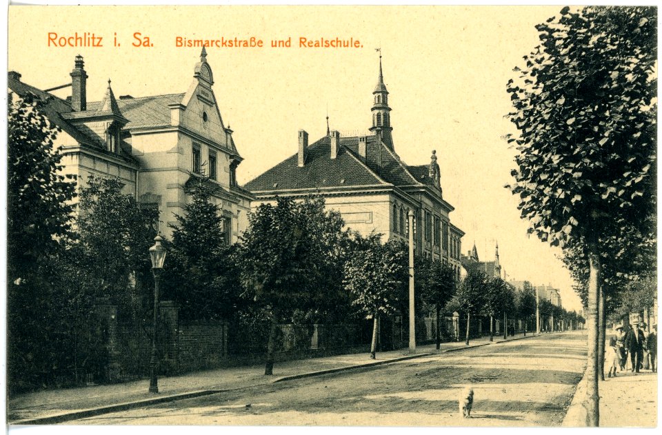 17185-Rochlitz-1913-Bismarckstraße und Realschule-Brück & Sohn Kunstverlag