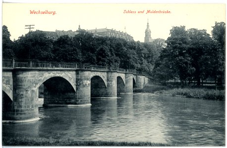 16564-Wechselburg-1913-Schloß und Muldenbrücke-Brück & Sohn Kunstverlag