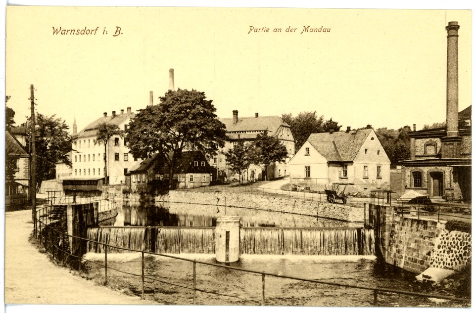 16880-Warnsdorf-1913-Partie an der Mandau-Brück & Sohn Kunstverlag