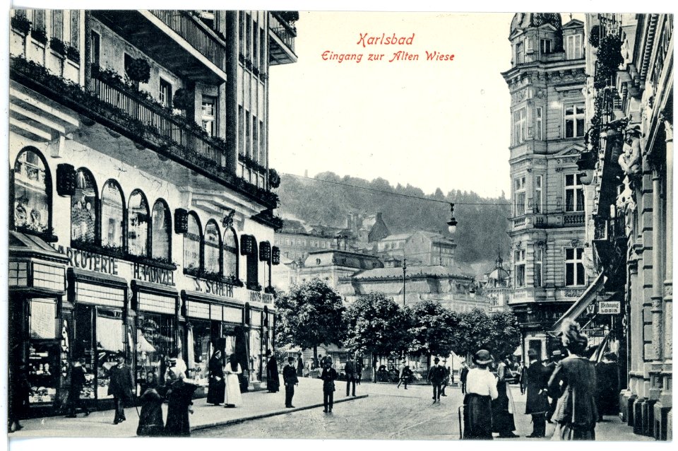 17239-Karlsbad-1913-Eingang zur alten Wiese-Brück & Sohn Kunstverlag