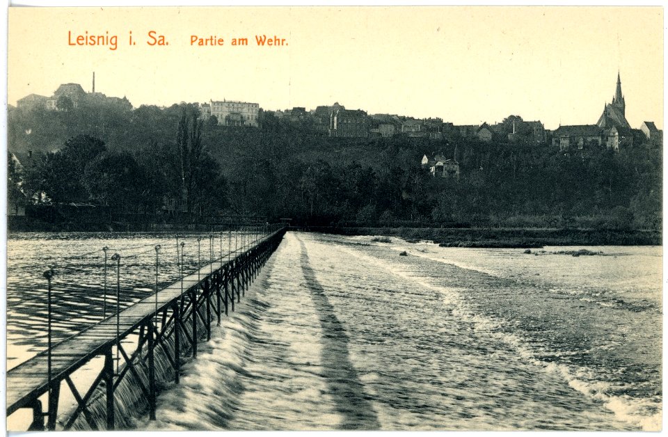 17188-Leisnig-1913-Partie am Wehr-Brück & Sohn Kunstverlag