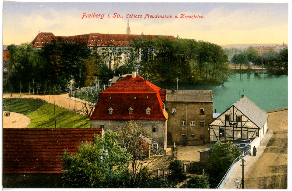 16532-Freiberg-1913-Schloß Freudenstein und Kreuzteich-Brück & Sohn Kunstverlag