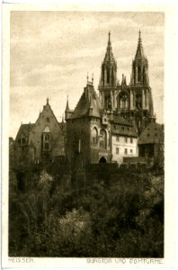 17205-Meißen-1913-Burgtor und Domtürme-Brück & Sohn Kunstverlag