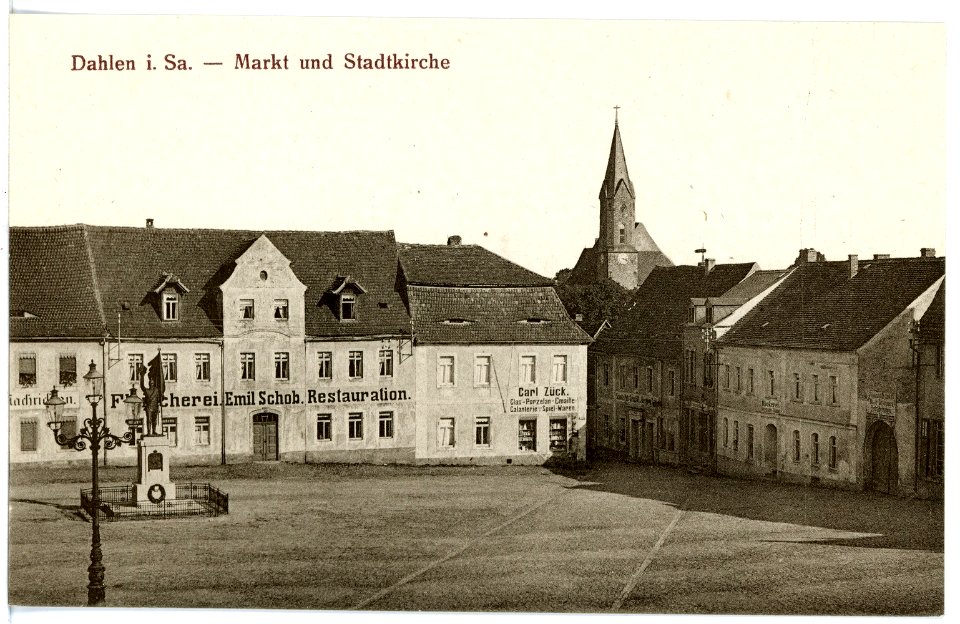 17075-Dahlen-1913-Markt und Stadtkirche-Brück & Sohn Kunstverlag