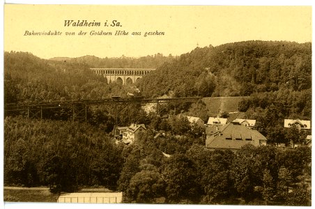 16618-Waldheim-1913-Bahnviadukte mit Güterzug-Brück & Sohn Kunstverlag