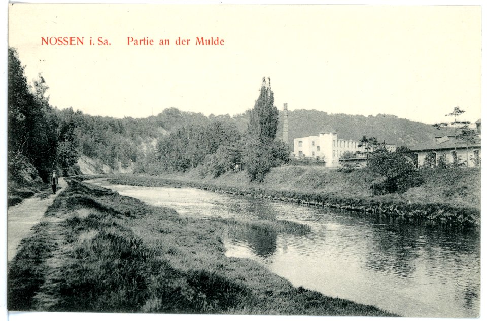 15896-Nossen-1913-Partie an der Mulde-Brück & Sohn Kunstverlag